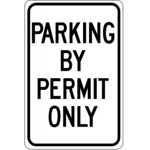 Parking By Permit Only Sign